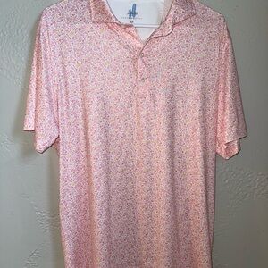 johnnie-O Pink and Yellow Patterned Polo Shirt